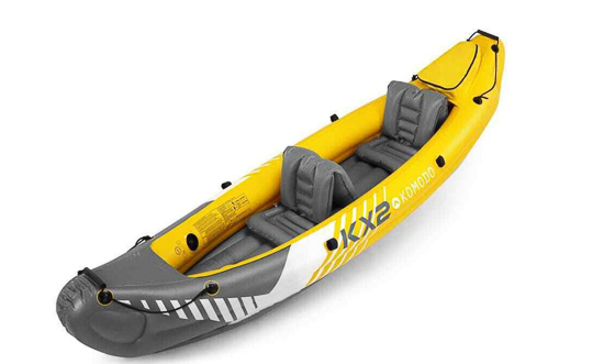 Durable Vinyl Kayak for Lake Double Kayak with Aluminum Paddles Repair Kit SereneLife 2 Person Inflatable Kayak Lightweight Mild River – Camo Portable Adult Kayaks with High-Output Pump 